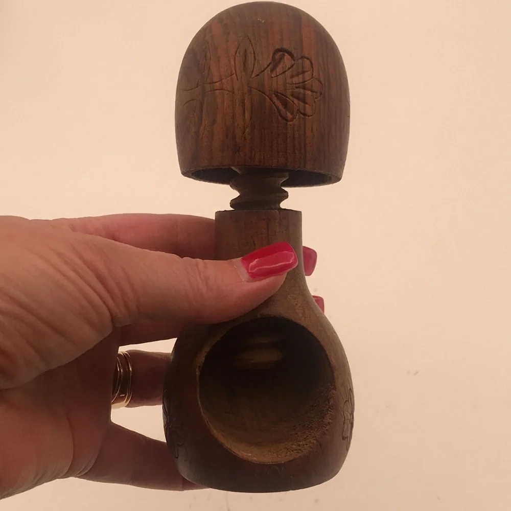 VTG Hand‎ Carved Mushroom Shape Nut Cracker from Italy